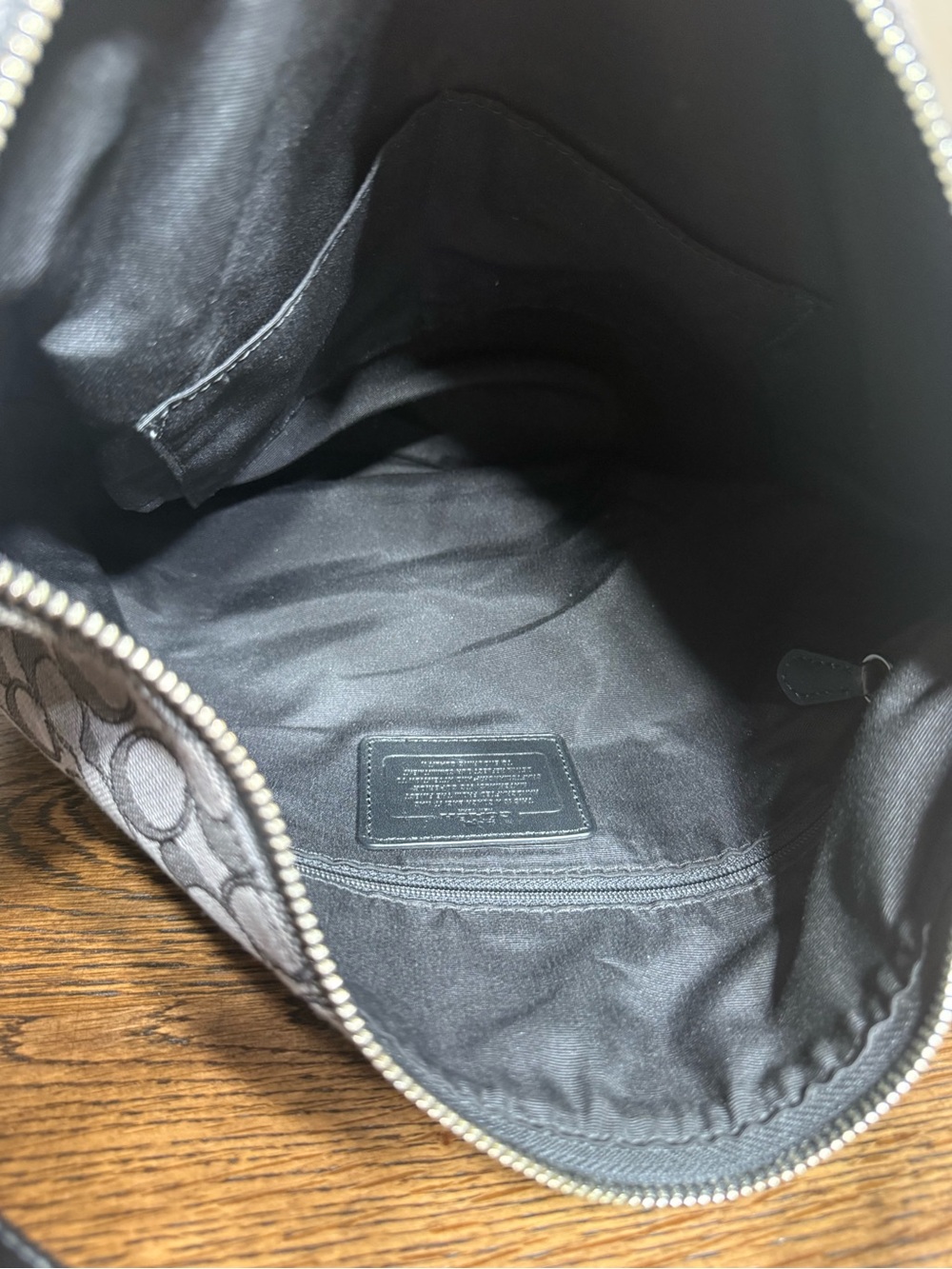 Coach East/West Celeste Hobo Shoulder Bag Purse Black Smoke Signature Canvas EUC - Picture 6 of 16